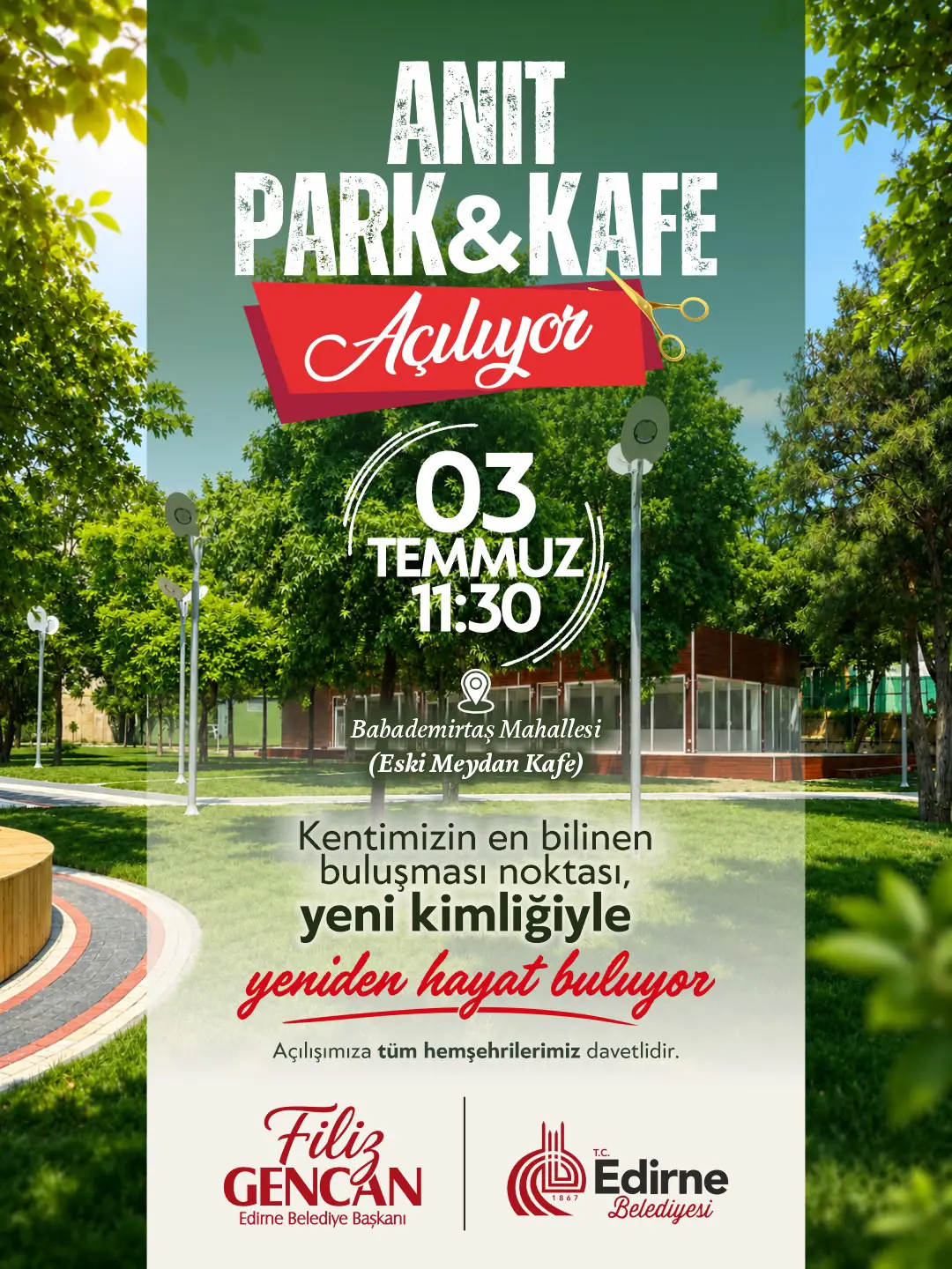 KENTİN HAFIZASINDA YENİ BİR SAYFA: ANIT PARK & KAFE EDİRNELİLERLE BULUŞUYOR